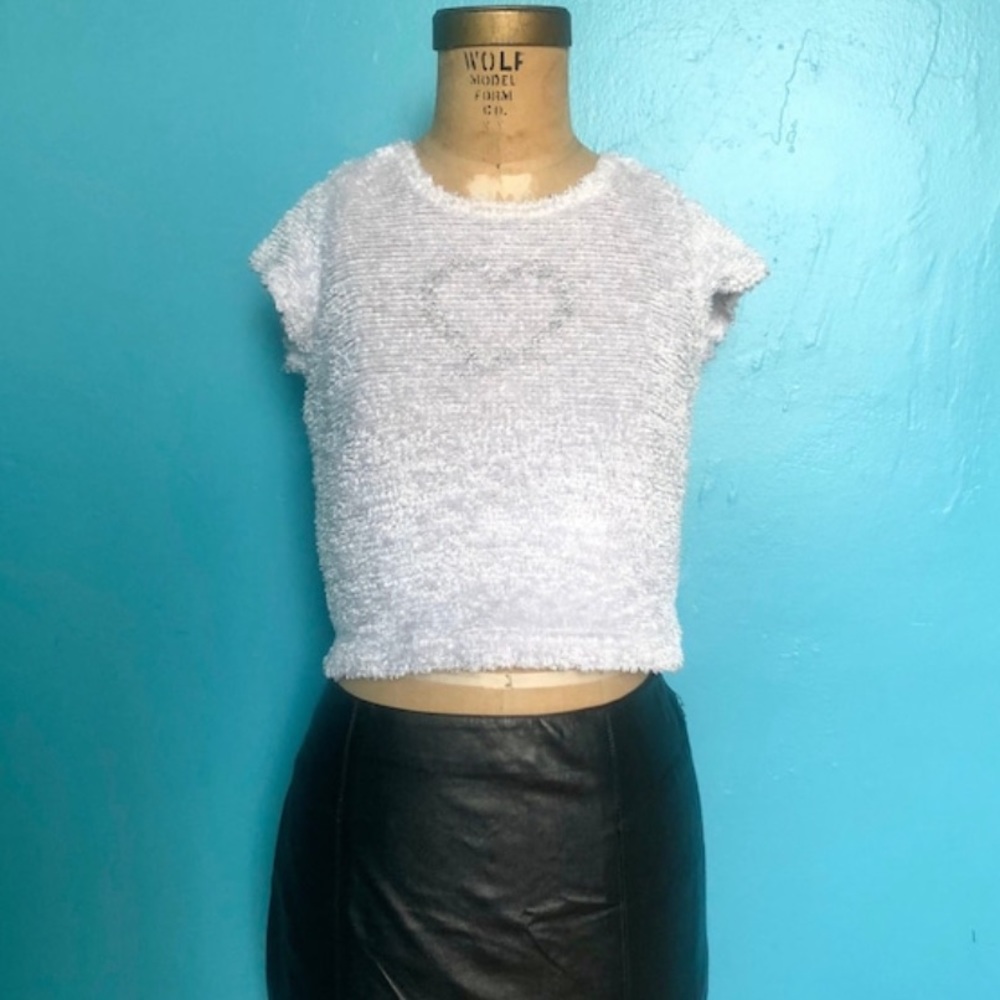 White furry crop top